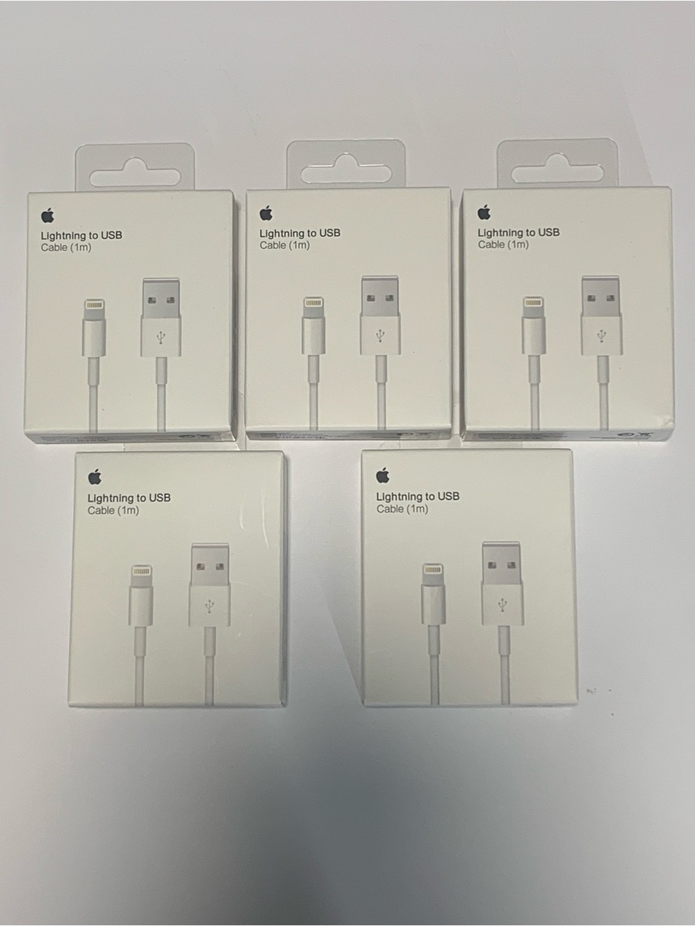 5 PACK - Apple Lightning to USB Cable (1m) - White - 5 Pack